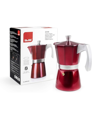 Cafetera Express IBILI Evva Red Inducción 3 Tazas 150 ml