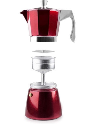 Cafetera Express IBILI Evva Red Inducción 3 Tazas 150 ml