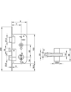 Cerradura Yale 8912-80 | Entrada 48mm Entreje 80mm | 4 Bulones 2
