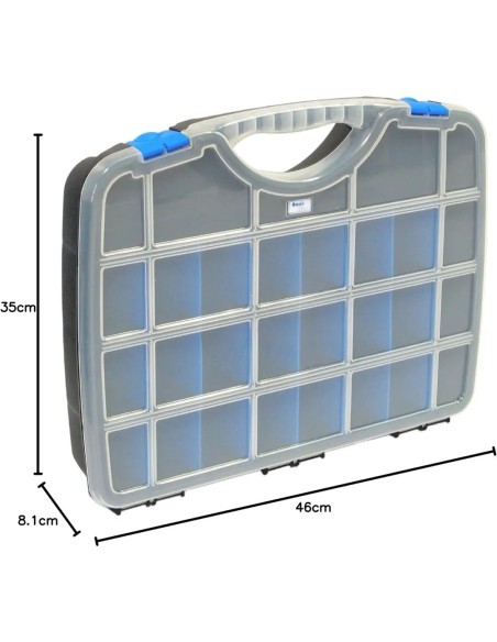 Vista lateral del estuche de herramientas Tayg 024559 cerrado fabricado en plástico de alta resistencia