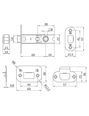 Picaporte AMIG Mod. 9 10798 | Inox 18/8 Mate 60mm