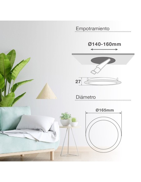 GSC - Downlight empotrable LED redondo Belur 12W 6500K Blanco