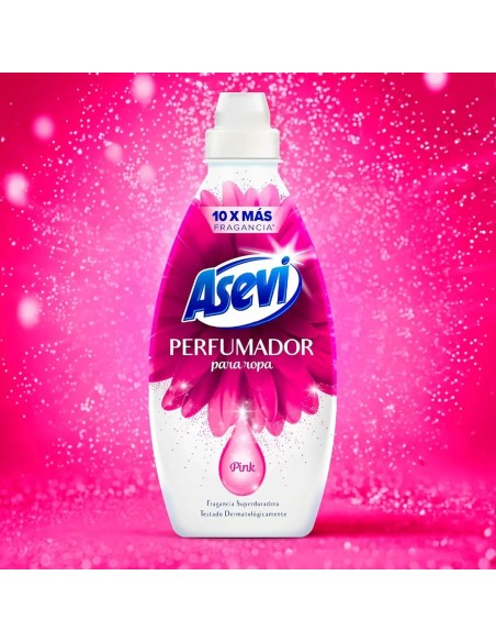 Gráfico de explosión floral en tonos rosa que representa el aroma premium del perfumador Asevi.