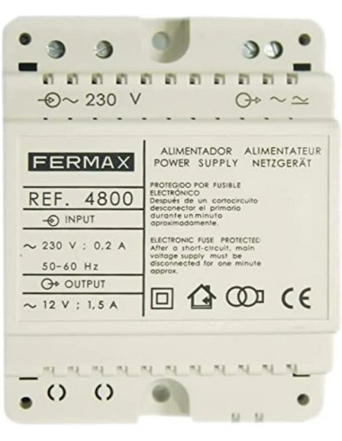 Fermax - 4800 Alimentador DIN4 230Vac/12Vac, 1.5A, 50-60 MHz