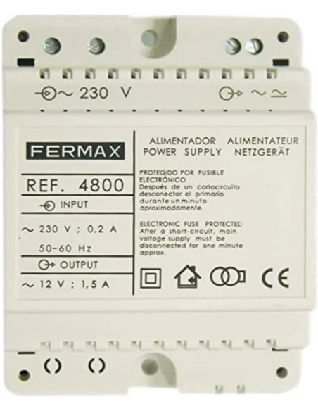 Fermax - 4800 Alimentador DIN4 230Vac/12Vac, 1.5A, 50-60 MHz