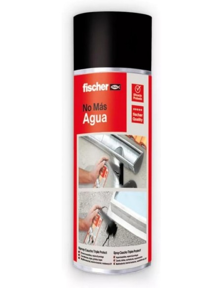 FISCHER - Silicona líquida en spray 500ml Negro para sellar e impermeabilizar fugas de agua, grietas
