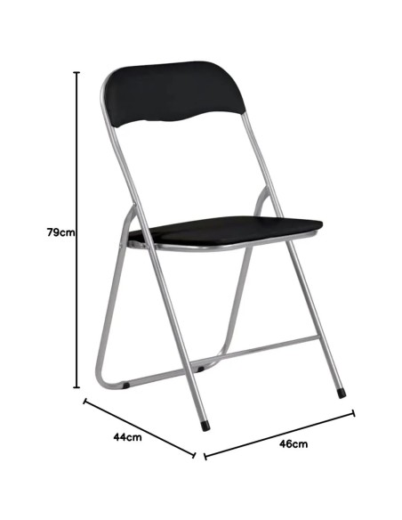 Silla Plegable Acolchada 7house Negra | 44x46x79cm