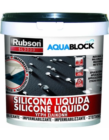 Bote de silicona líquida Rubson Aquablock SL3000 negra de 5 kg para impermeabilización de cubiertas