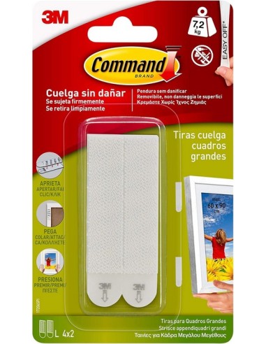 Command Pack de 8 tiras para cuadros grandes, Blanco, Grandes