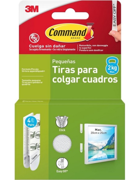 Command Tiras Adhesivas para Colgar Cuadros, Soporta hasta 2 kg