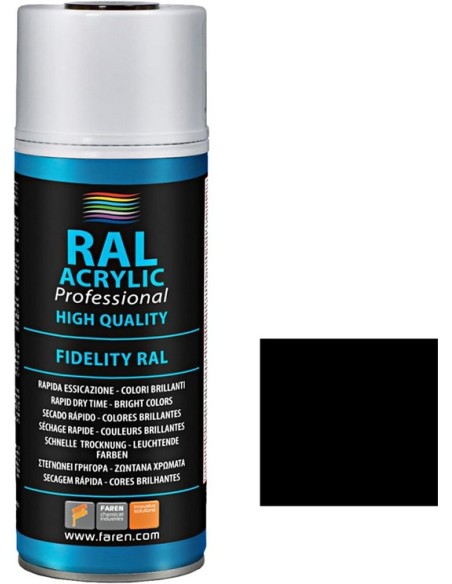 Faren - ESMALTE ACRÍLICO SPRAY PROFESIONAL RAL 9005 NEGRO BRILLANTE