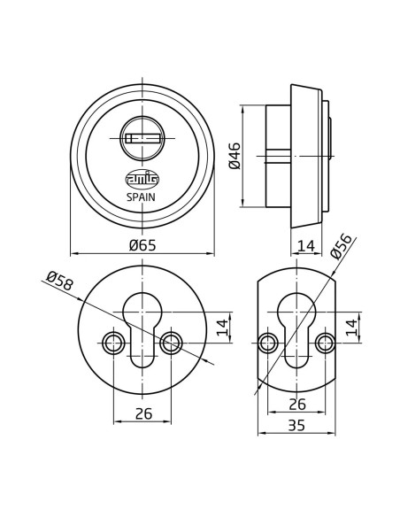 Escudo Seguridad Amig 6358 | Latón Macizo Antitaladro