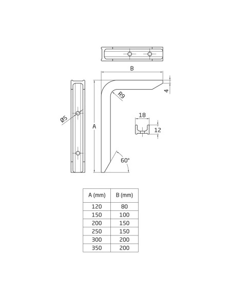 Palomilla AMIG Mod. 4 PLUS 200x150mm Color Blanco | Soporta 60kg