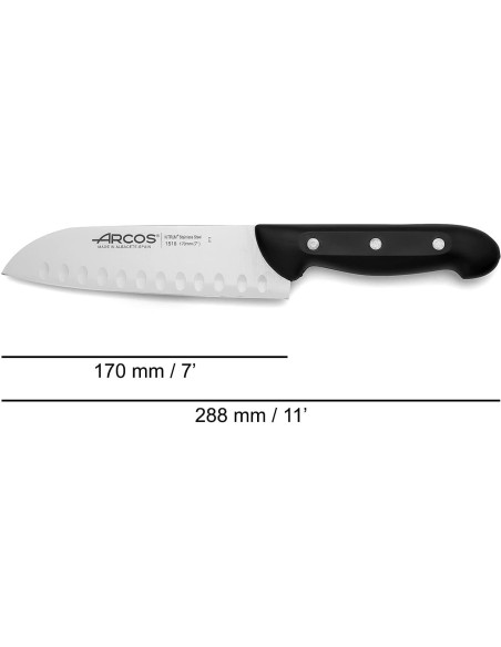 Arcos Cuchillo Santoku Acero Inoxidable Nitrum. Cuchillo Cocina japonés 170mm
