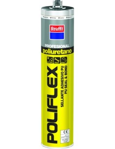 Krafft Sellador Adhesivo Poliflex - Masilla Poliuretano - Color Blanco - 300 gr