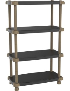 Plastiken - Estanteria de resina 4 estantes regulable color negro