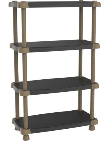 Plastiken - Estanteria de resina 4 estantes regulable color negro