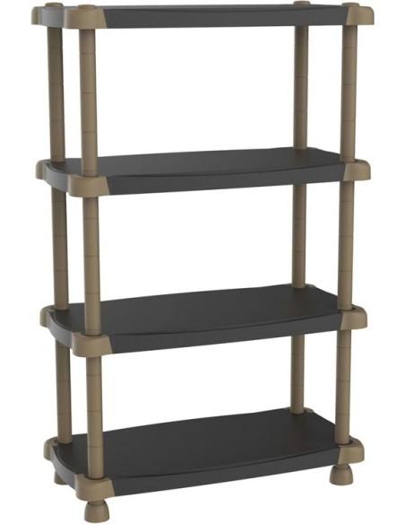 Plastiken - Estanteria de resina 4 estantes regulable color negro