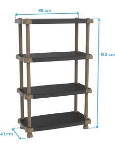 Plastiken - Estanteria de resina 4 estantes regulable color negro 2