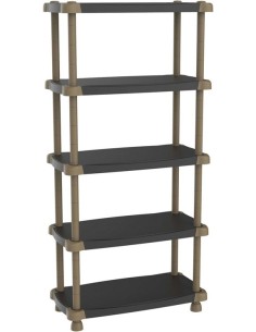 Plastiken - Estanteria de resina 5 estantes regulable color negro