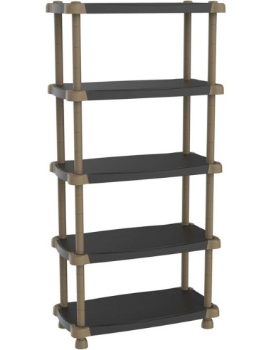 Plastiken - Estanteria de resina 5 estantes regulable color negro