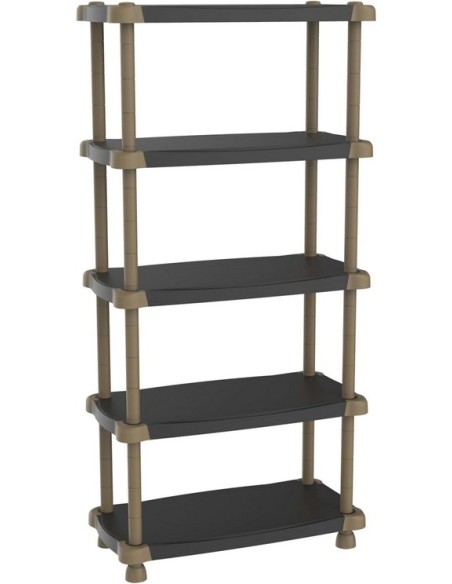 Plastiken - Estanteria de resina 5 estantes regulable color negro