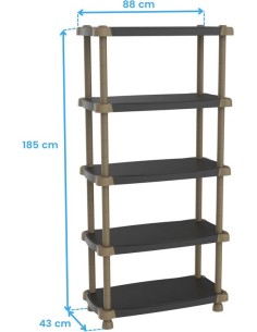 Plastiken - Estanteria de resina 5 estantes regulable color negro 2
