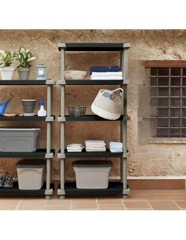 Plastiken - Estanteria de resina 5 estantes regulable color negro