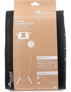 Rolser - Funda 100% Algodón para Tabla de Planchar-Talla Universal 140x55 cm-Negro 2