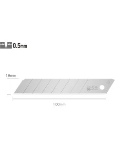 Caja dispensadora amarilla OLFA LB-50 con 50 cuchillas de repuesto de 18 mm. 2