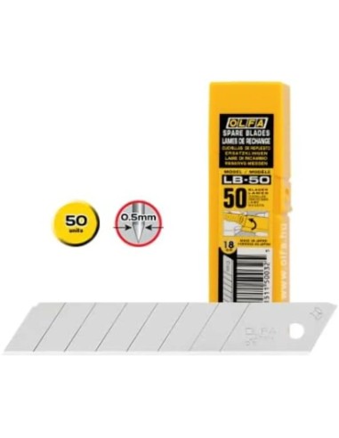 Cuchillas OLFA LB-50 (50 uds) 18mm | Repuestos Cúter Profesional