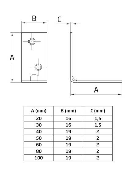 Amig - Ángulo Metálico80 x 19 x 2 mm - Diseñados con Forma de L de Refuerzo