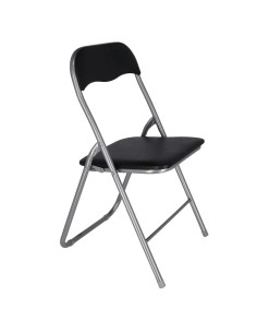 Silla plegable Aranaz de color negro con estructura metálica y asiento acolchado.