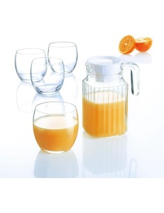 Jarra de vidrio transparente Luminarc de 500ml con tapa blanca, cuerpo con relieve lineal de seguridad y asa ergonómica 2