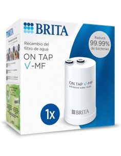Caja del recambio original de filtro de agua BRITA ON TAP V-MF de 1 unidad que reduce el 99,99% de bacterias
