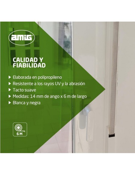 Amig - Cinta para Recogedor de Persianas Enrollables - Medidas 14 mm x 6 m