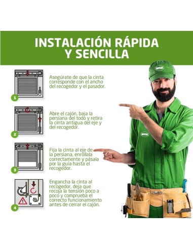 Amig - Cinta para Recogedor de Persianas Enrollables - Medidas 14 mm x 6 m