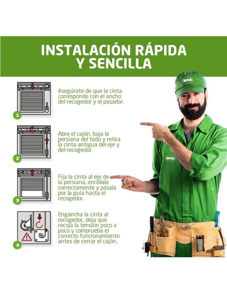 Amig - Cinta para Recogedor de Persianas Enrollables - Medidas 14 mm x 6 m