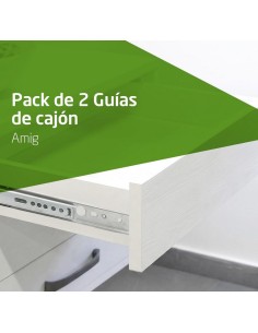 Juego de guías metálicas AMIG modelo 26 de 374x27 mm con rodamientos de acero para cajones de hasta 25 kg 2