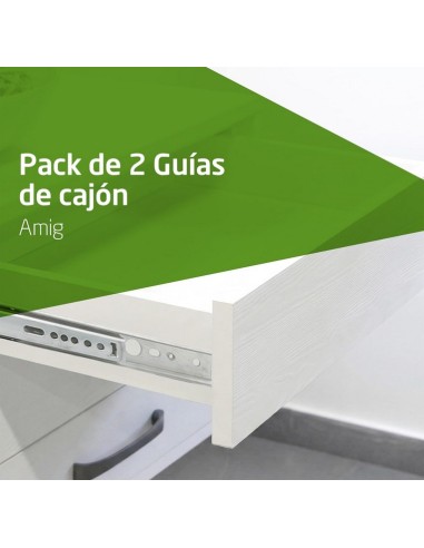 Amig - Juego de 2 Guías Correderas Metálicas Mod.26 Medidas: 374 x 27 mm