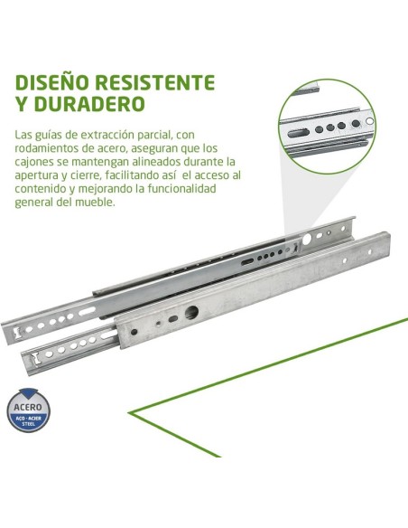 Amig - Juego de 2 Guías Correderas Metálicas Mod.26 Medidas: 374 x 27 mm