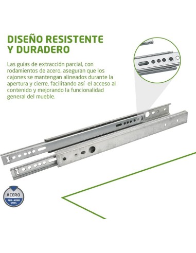 Amig - Juego de 2 Guías Correderas Metálicas Mod.26 Medidas:  438 x 27 mm