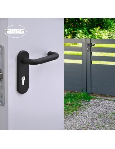 Amig – Manillas Puerta con Placa y Pomo Fijo Placa 172 x 46 mm - Cuadradillo 9 mm 2