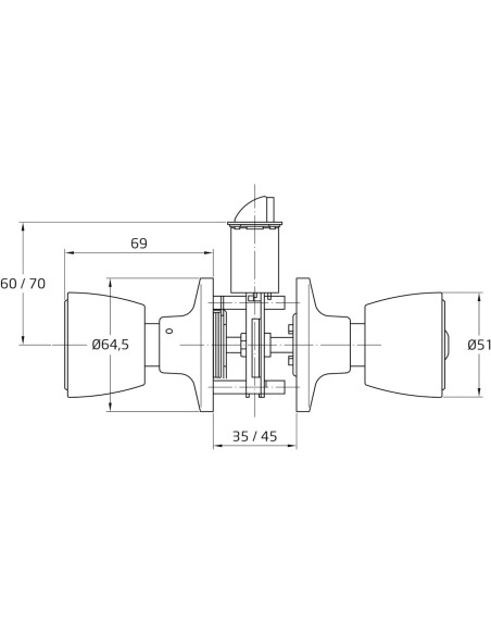 Amig - Juego de Pomos Mod. 602 - Latón Mate Puerta de 35-45mm