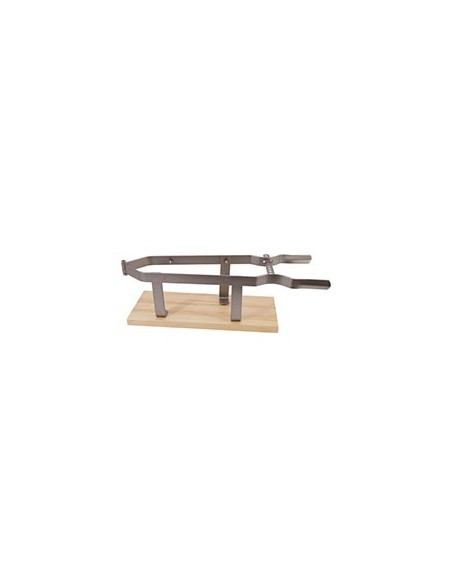 FLORES CORTES Soporte Jamonero Pinza Negro con Base de Madera
