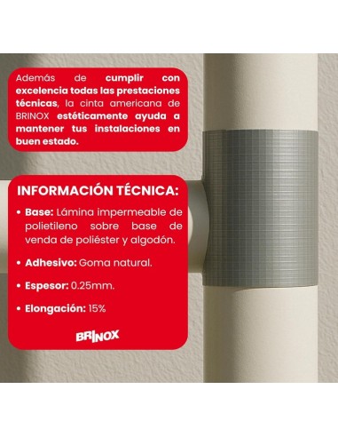 Brinox Cinta Americana Adhesiva Extrafuerte Reforzada 50 mm x 10 m
