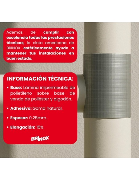 Brinox Cinta Americana Adhesiva Extrafuerte Reforzada 50 mm x 10 m