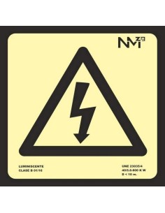 NMZ - A0A430 Señal Luminiscente Riesgo Electrico CTE Clase A PVC 1mm 21x21cm