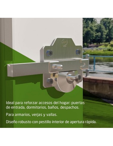 Amig - Cerrojo de Seguridad con Cilindro Redondo Cerradura de Sobreponer- Cilindro 50 mm - Plateado