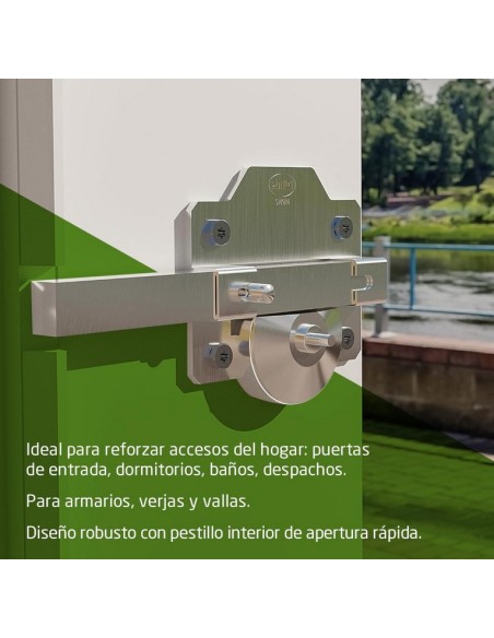 Amig - Cerrojo de Seguridad con Cilindro Redondo Cerradura de Sobreponer- Cilindro 50 mm - Plateado